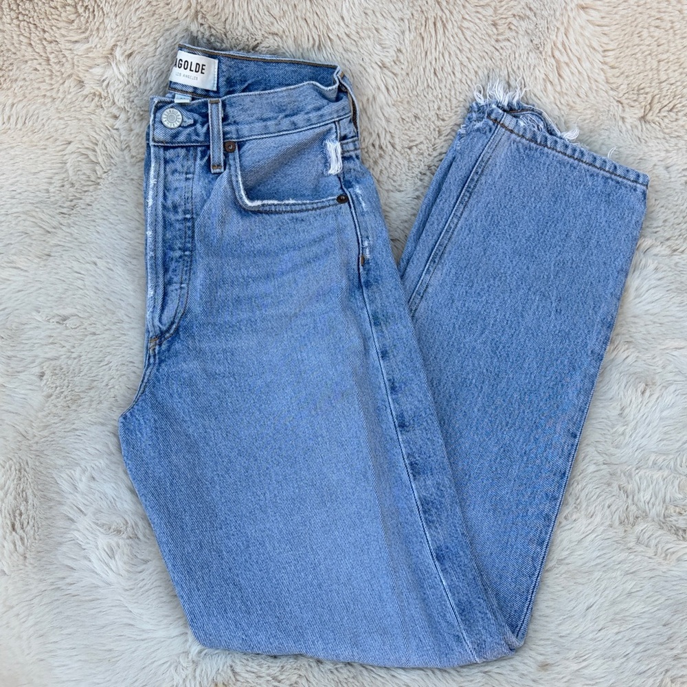 Agolde 90s Pinch Waist High Rise Straight Jeans in Harmonic - Picture 5 of 9